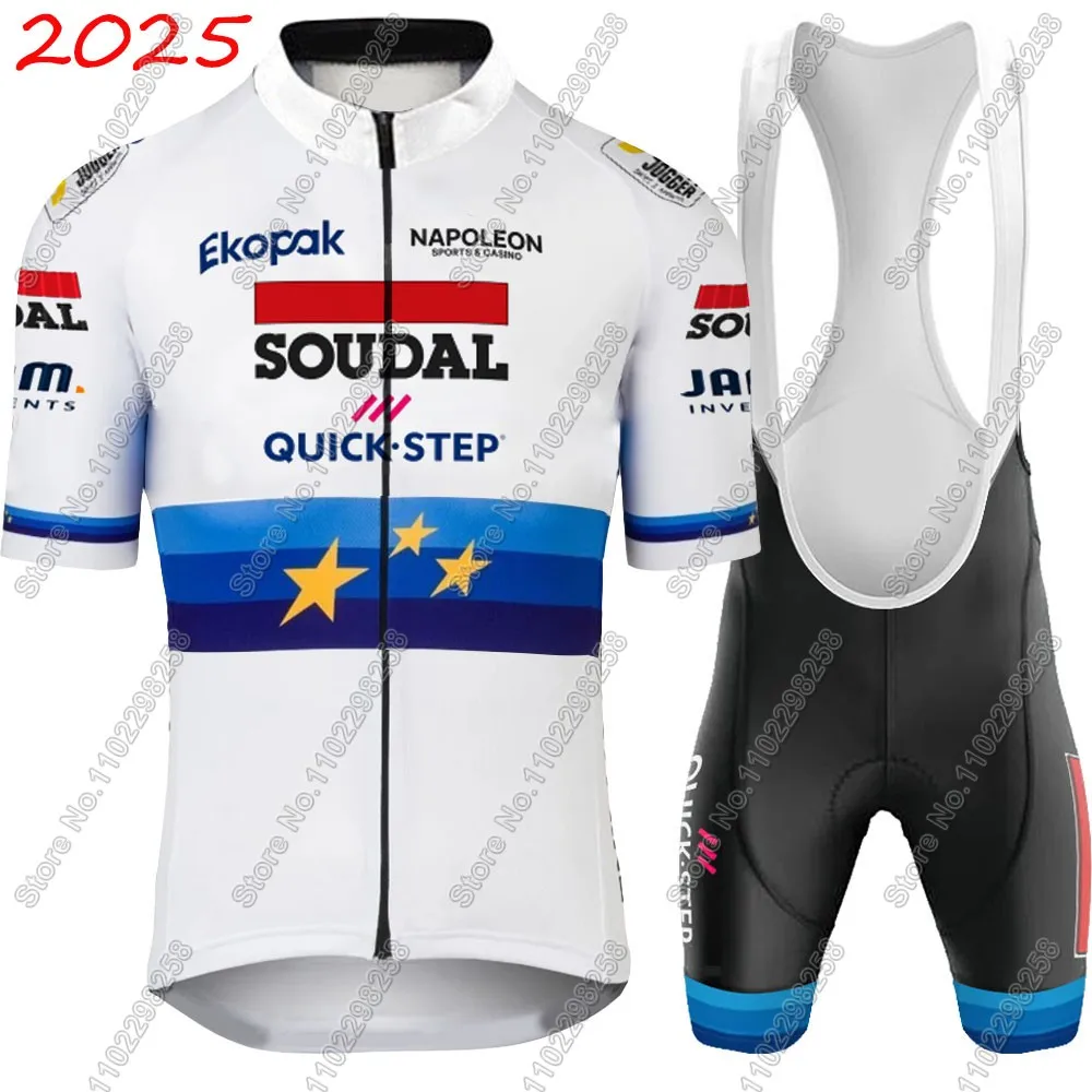 Team Soudal Quick Step Велоспорт 2025 Комплект Джерси Мужская Европейская Бельгийская
