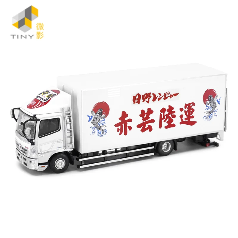 Tiny 1:76 Hino 500 Box Lorry Red Yun Land Transport Simulation Model Car