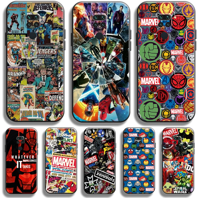 

Marvel Avengers Logo For Xiaomi Redmi Note 9 5G 9T 9S 9 Pro Phone Case Black Liquid Silicon TPU Coque Silicone Cover