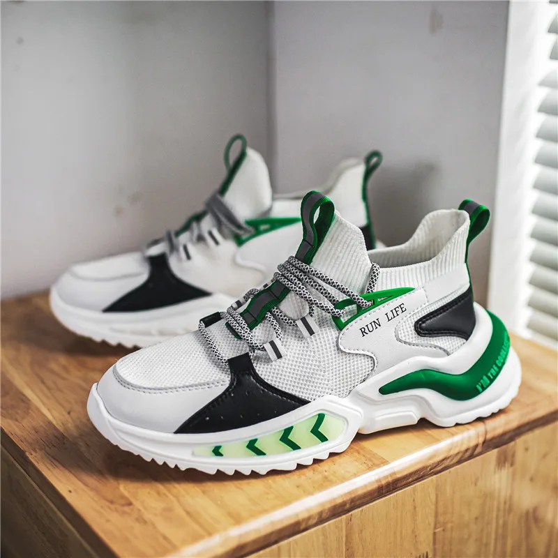 

Men High-top Sneakers Breathable Flying Woven Running Shoes Lightweight Casual Shoes Zapatos Hombre Casuales