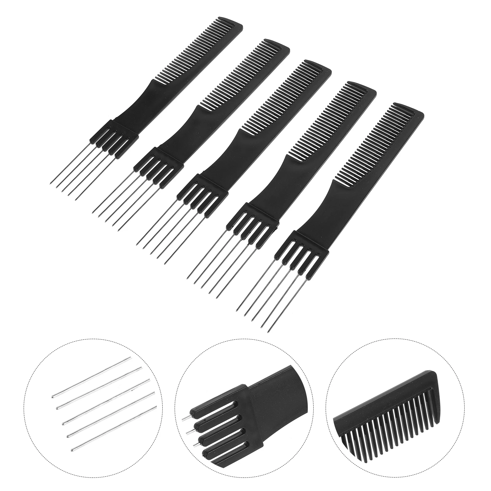 

5pcs Professional Steel Needle Fork Comb Hair Comb Hair Insert Needle Comb Hairdressing Styling Tool Tail