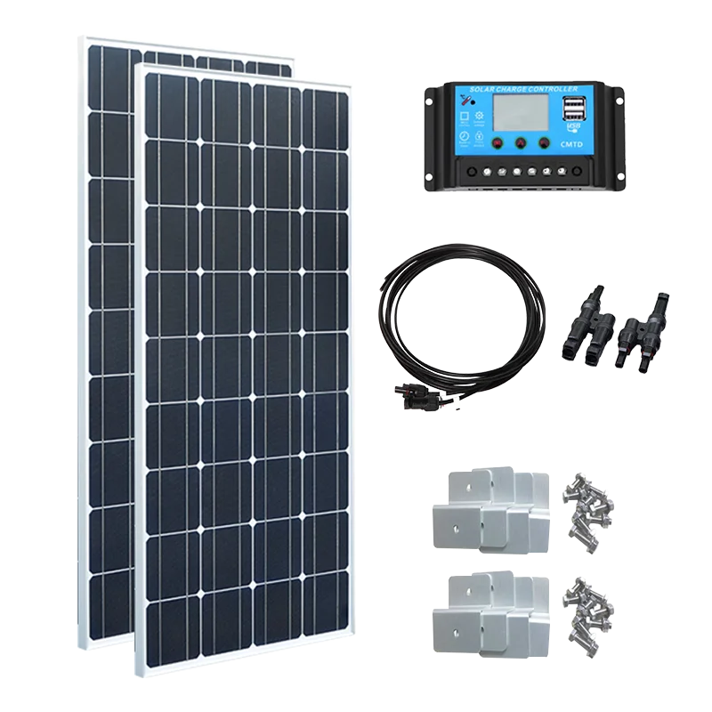 

Waterproof Rigid Glass Solar Panel Kit 240w 18V 36V Monocrystalline Cell PV 12v 24v Battery Home Charger Outdoor Charging