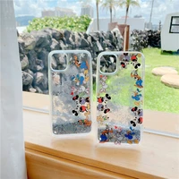 disney mickey minnie mouse dynamic quicksand phone case for iphone 11 12 pro max x xs xr 7 8 plus shockproof transparent cover