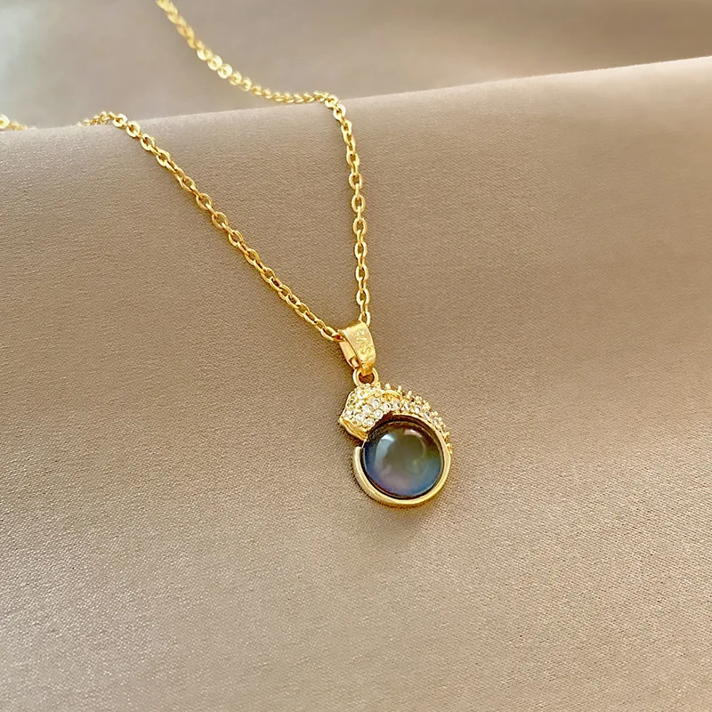 

Trendy Necklace Titanium Steel Flash Pendant For Women Girls Metal Chain Jewelry Ladies Classic Fashion Gift Wedding Party