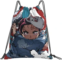 anime blue yoga drawstring backpack gym sports string bag sack unisex waterproof sackpack