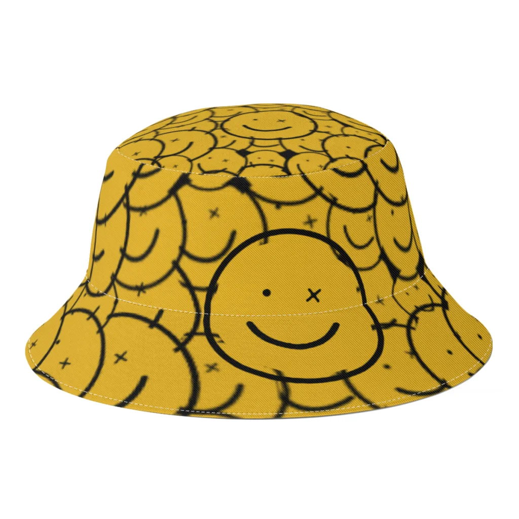 

Spring Smiler Bucket Hat for Unisex Awesome Smiley Fisherman Hats Sandbeach Bob Femme Gorro