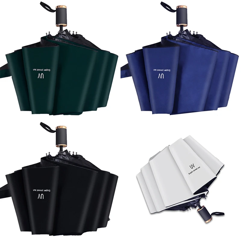 

UV Clear Umbrella Three Fold Thickened Black Glue Sunscreen Sun Umbrella Nine Plywood Parasol