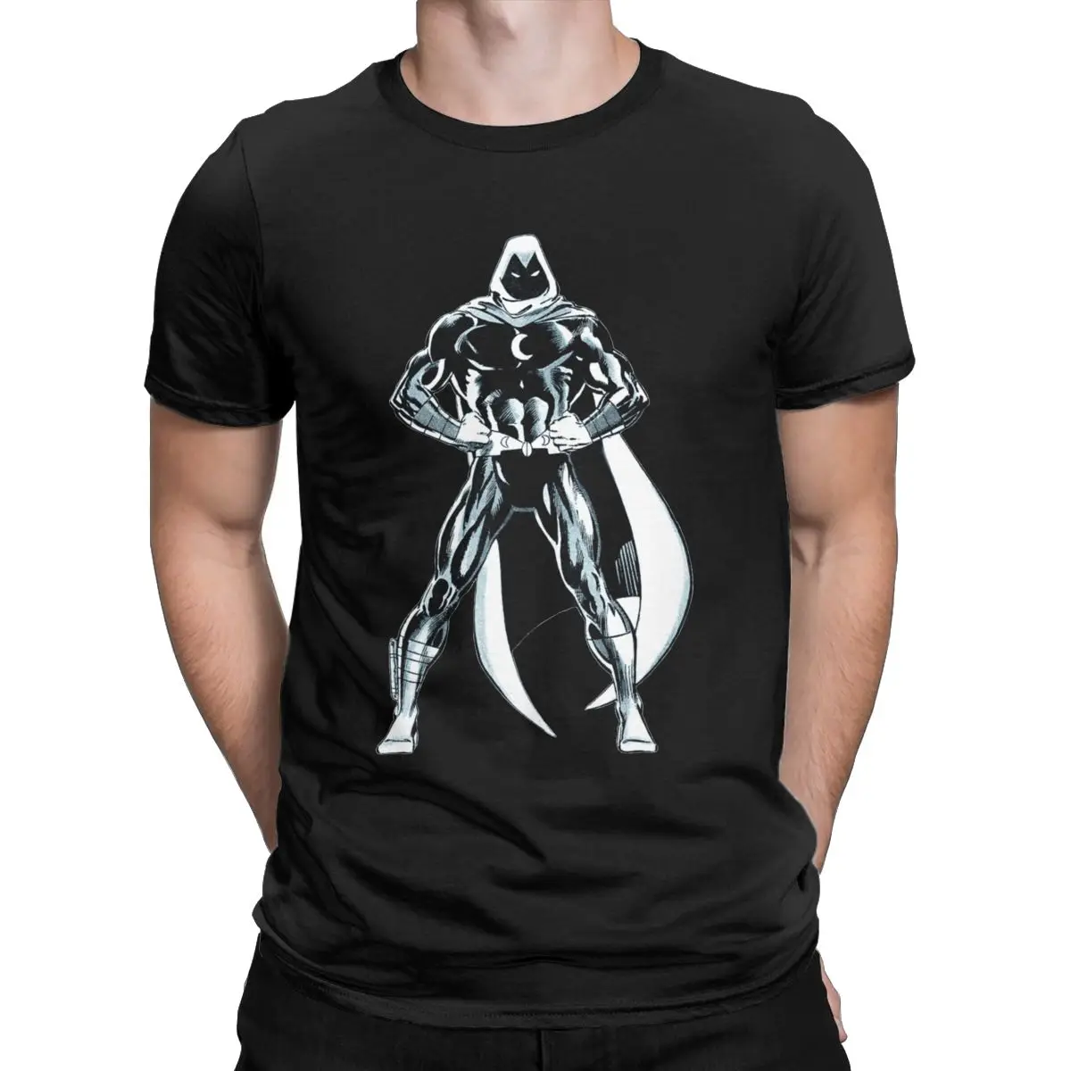 Funny Marvel Moon Knight Heroic Stand T-Shirts for Men O Neck Cotton T Shirts   Short Sleeve Tee Shirt Plus Size Tops