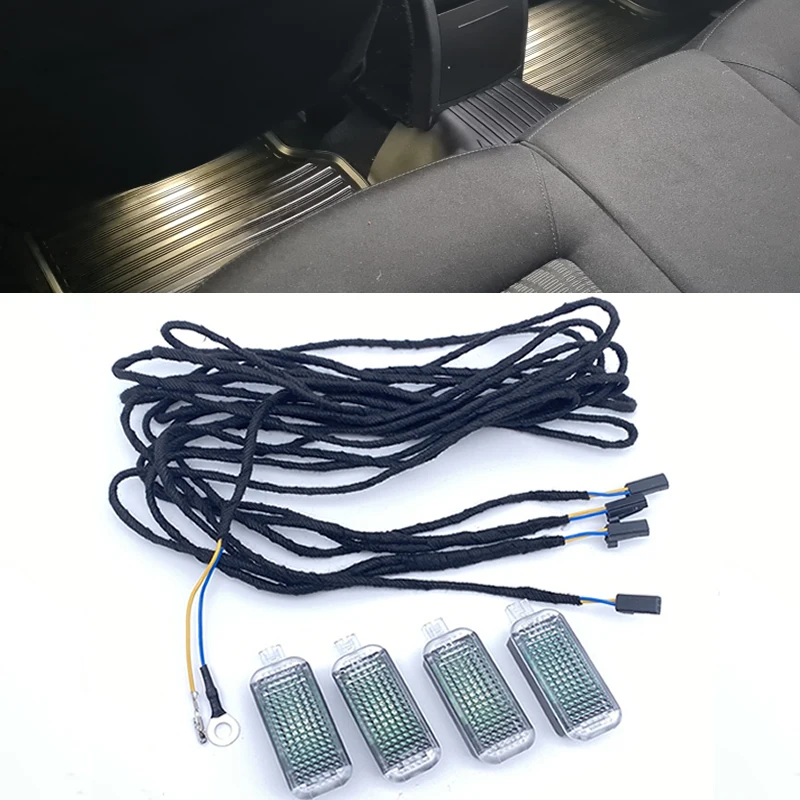 Фото 1 комплект светодиодных внутренних ламп Footwell и кабель для Golf Jetta MK5 MK6 Passat B6 B7 Tiguan Octavia Seat Leon для Audi №1