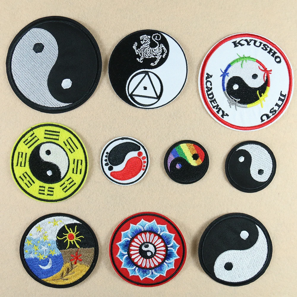 Вышитая нашивка Тай-Чи Инь-Ян Багуа аппликация утюгом на шитье эмблема ткани для