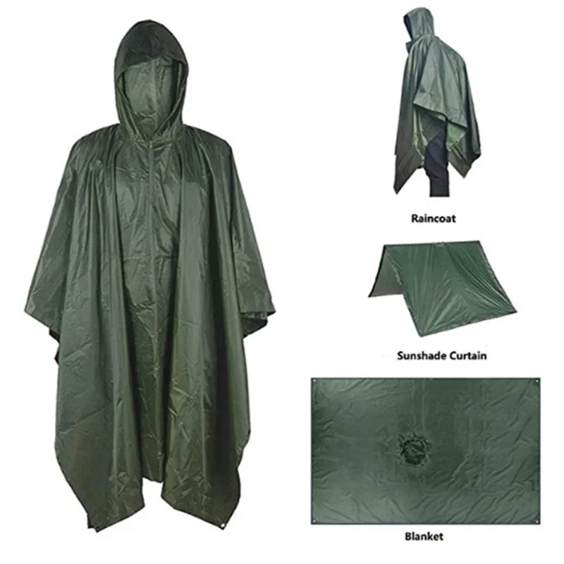 

Raincoat Military Waterproof Rain Coat Survival Poncho Outdoor Camping Tent Mat for Outdoor Hunting Hiking