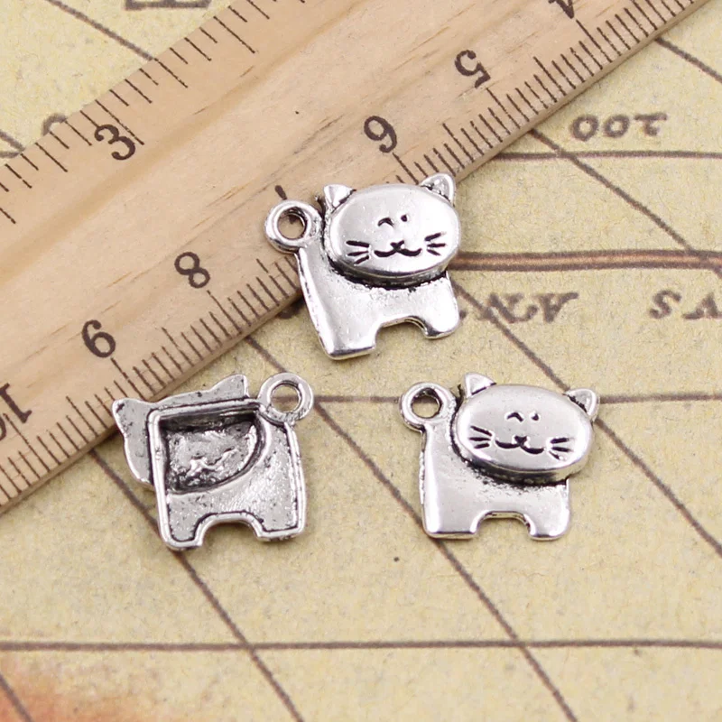 

Подвески в виде кота размером 16x5 мм, 30 шт., подвески в античном стиле, сделай сам, рукоделие