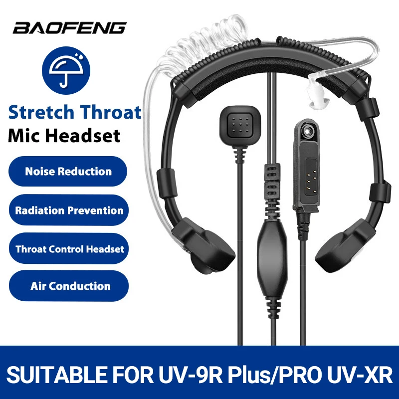 Baofeng UV-9R PRO UV 9R Plus Тактическая аудиомикрофонная гарнитура Водонепроницаемая
