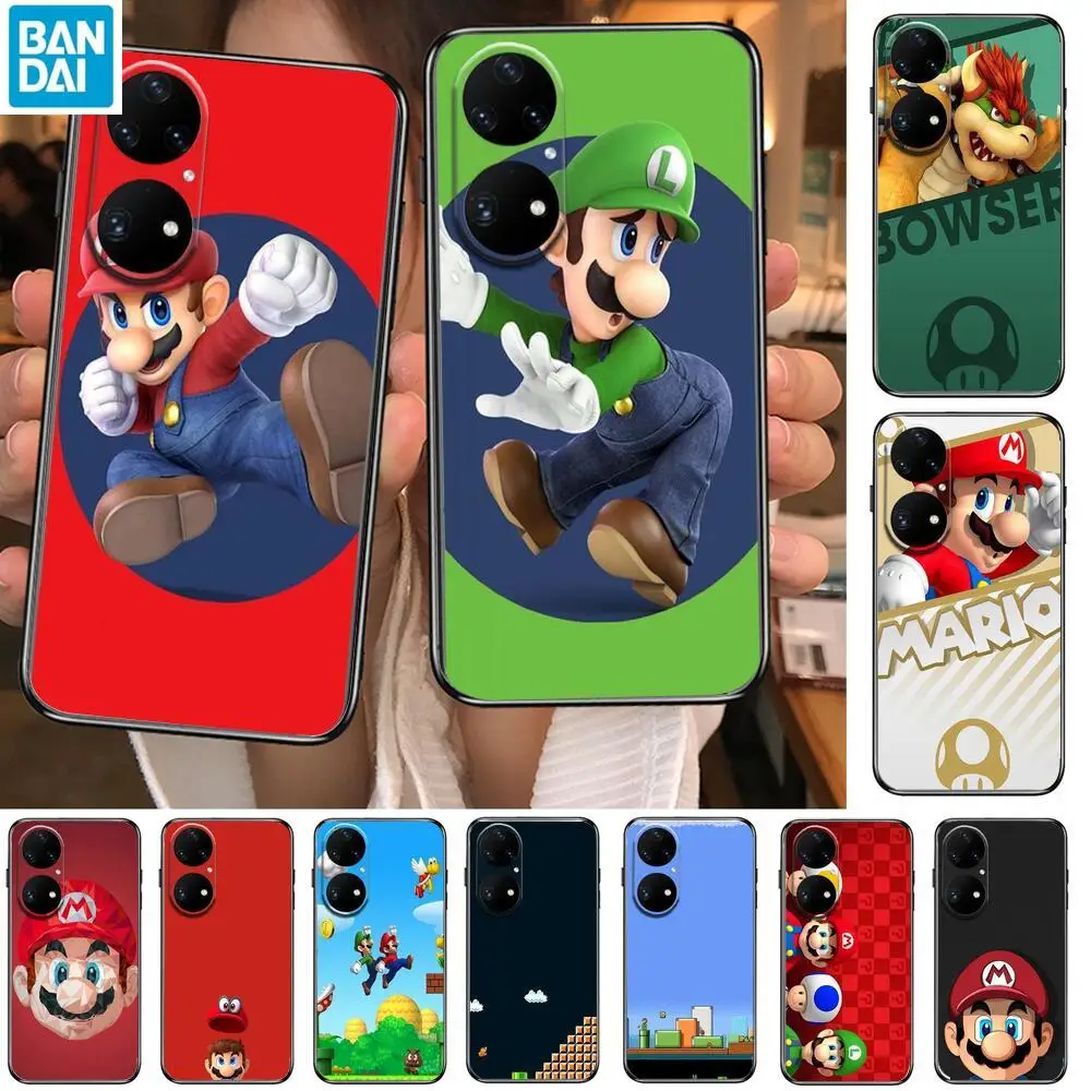 

Super Mario Phone Case For Huawei p50 P40 p30 P20 10 9 8 Lite E Pro Plus Black Etui Coque Painting Hoesjes comic fas