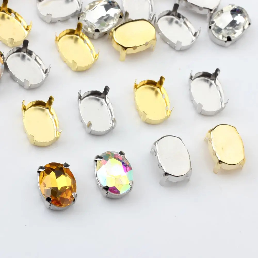 

10*14mm Rhinestone Metal Base Copper Empty Claw Set Fancy Gemstone Oval Shape Crystal Claw Firmly Inlaid 20pcs/lot For DIY