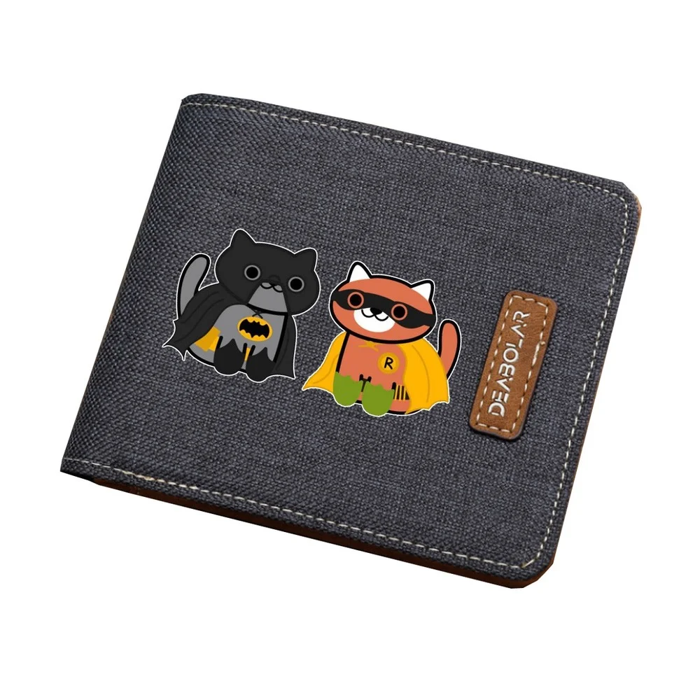 

Anime Wallet Neko Atsume Canvas Bi-fold Short Teenager Leisure Students Coin Purse Photo ID/Credit Card Holder