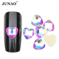 junao 50pcs 5mm glitter ab crystal nail rhinestone flat back heart shape crystals sticker glass stones for decorations design