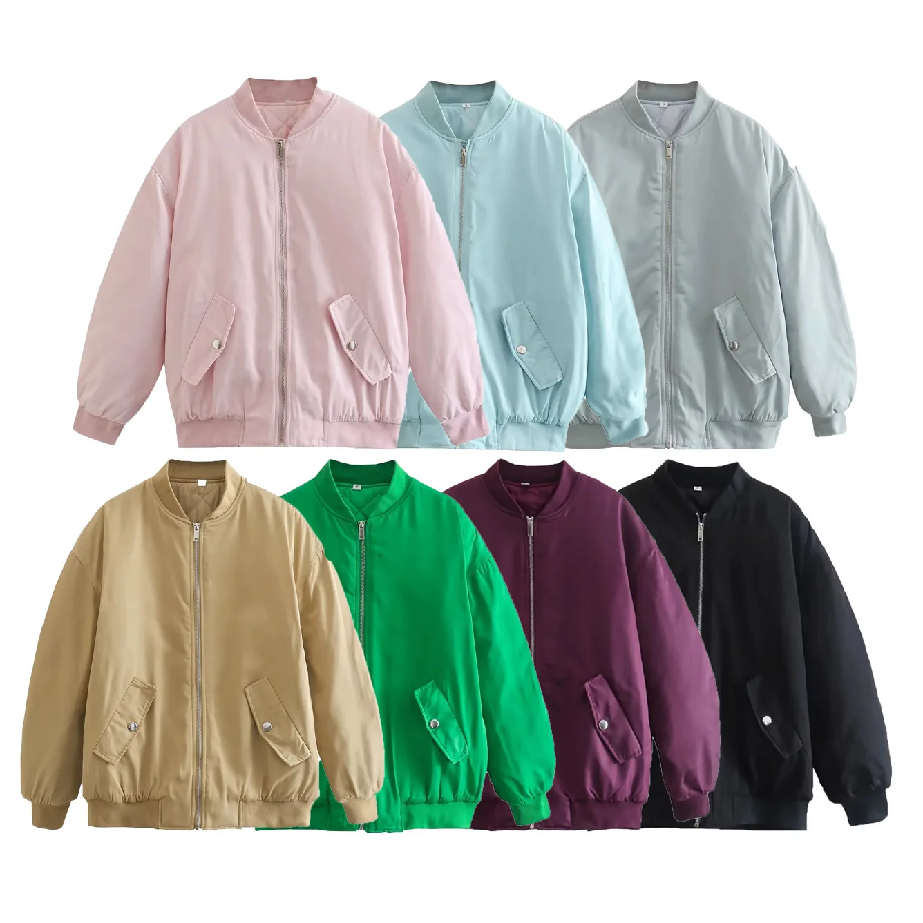 

Модные куртки-бомберы большого размера для женщин, зима 2023, повседневные пальто, женские шикарные с карманами и длинными рукавами, новая верхняя одежда