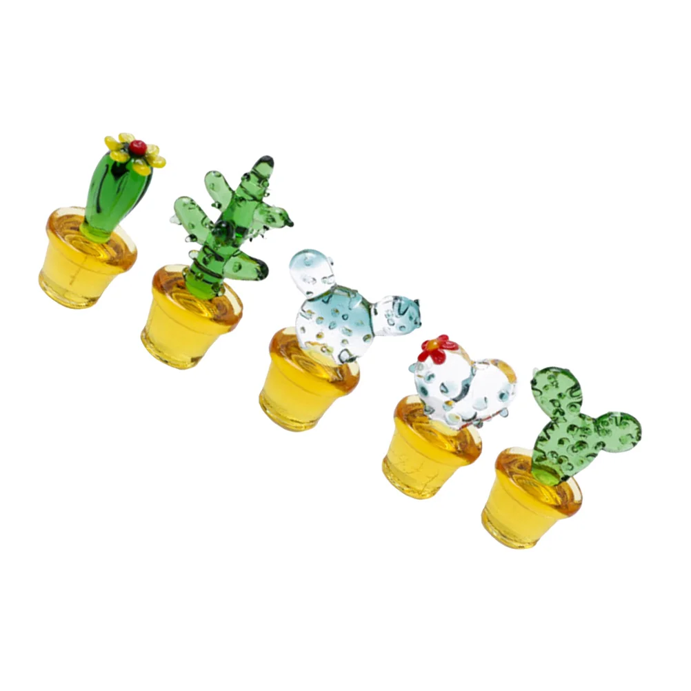 

5 Pcs Cacti Figurines Mini Potted Cacti Models Car Bonsai Cacti Decorations