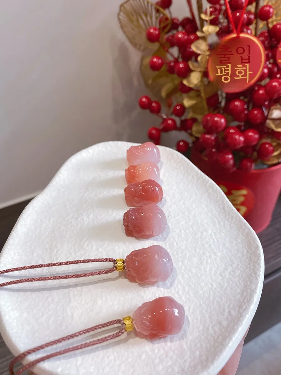 Деввять тети Тай розовый агат удача маленькое ожерелье плетеная веревка ручной