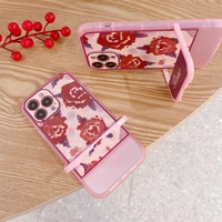 iphone cover 11 12 13 pro max invisibility stand holder case soft air tpu beauty rose anti drop protection for iphone x xr 13