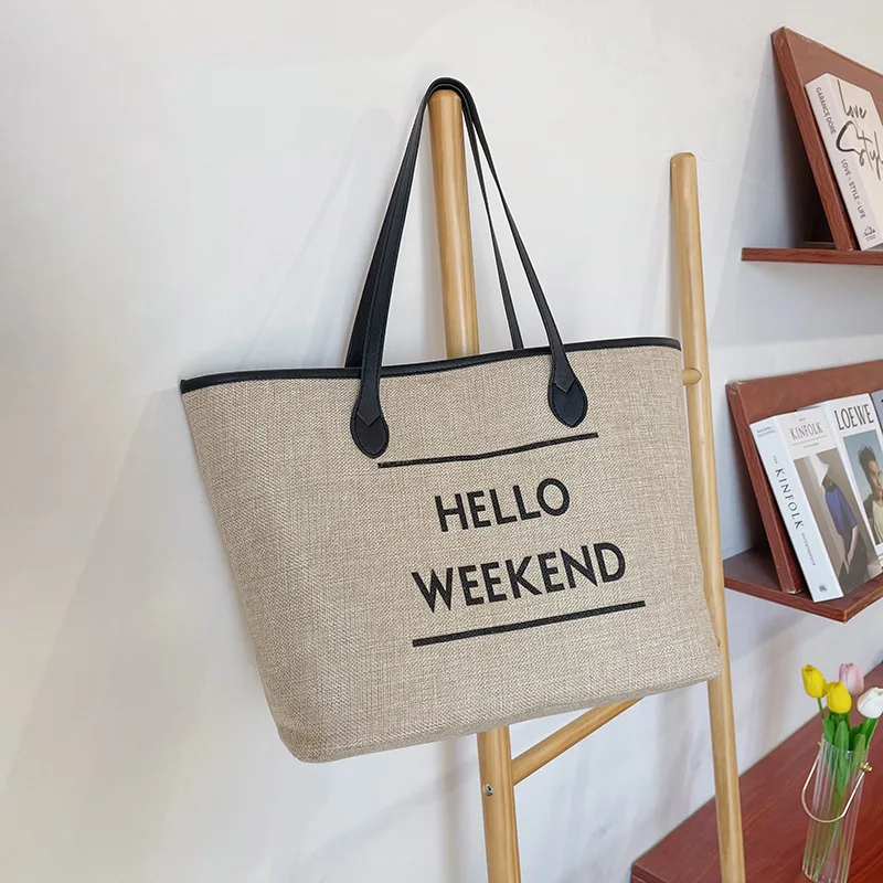 

Autumn and Winter 2023 New Women's Bags Cotton and Linen Female Tote Bag Printed Large Bags Ladies Shoulder Bag