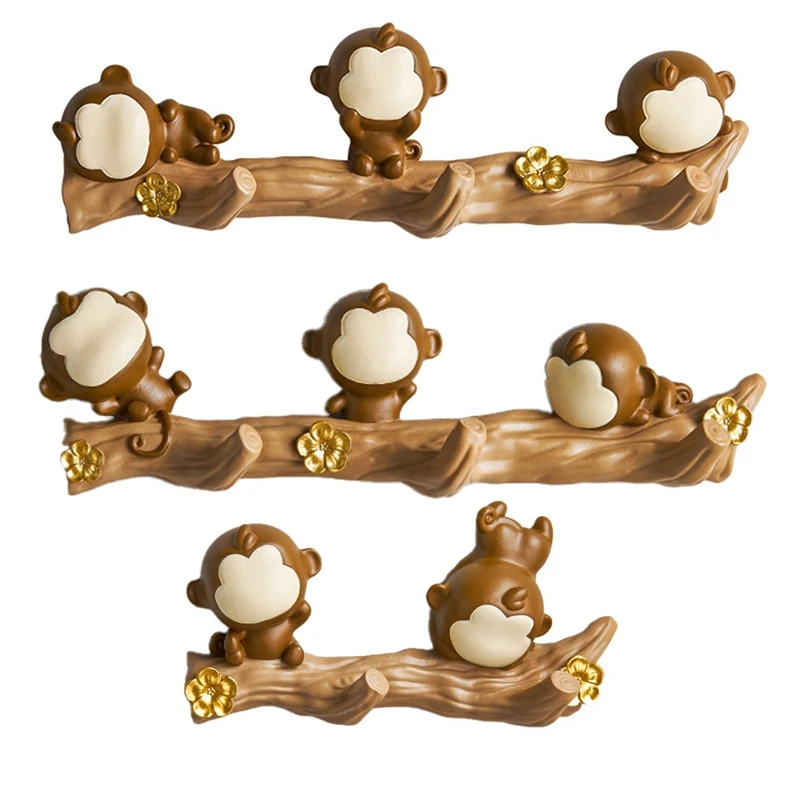 

Resin Creative Personality Monkey Home Decor Hook Wall Hooks Decorative Key Hook Bag Towel Hanger Bathroom Accessories