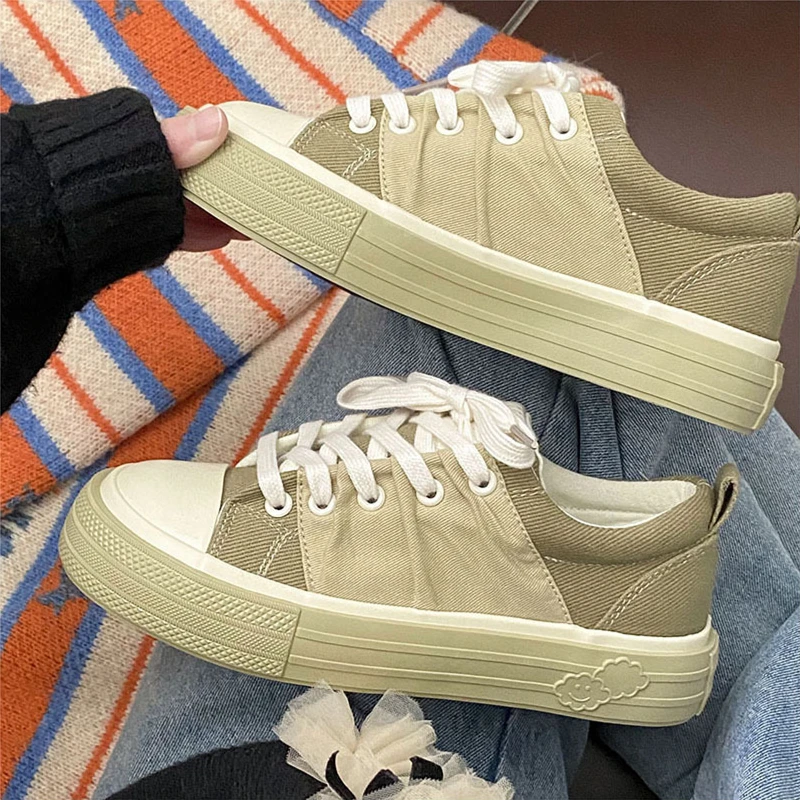 

Female Vulcanized Shoes Platform Luxury Lace Up Flats Shoes Sports Female Chunky Casual Sneakers Tennis Canvas Shoes Brand B1-18