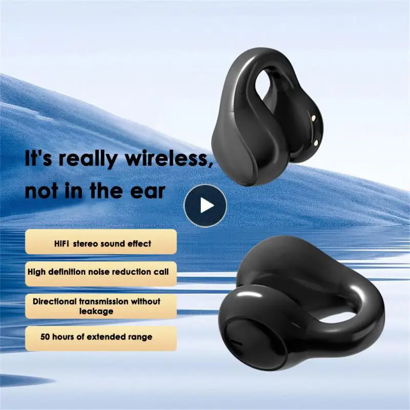 

Earring Ear Clip Bone Conduction Earphones With Mic Headphones For Sport Workout Running Gym Wireless Sound Earcuffs