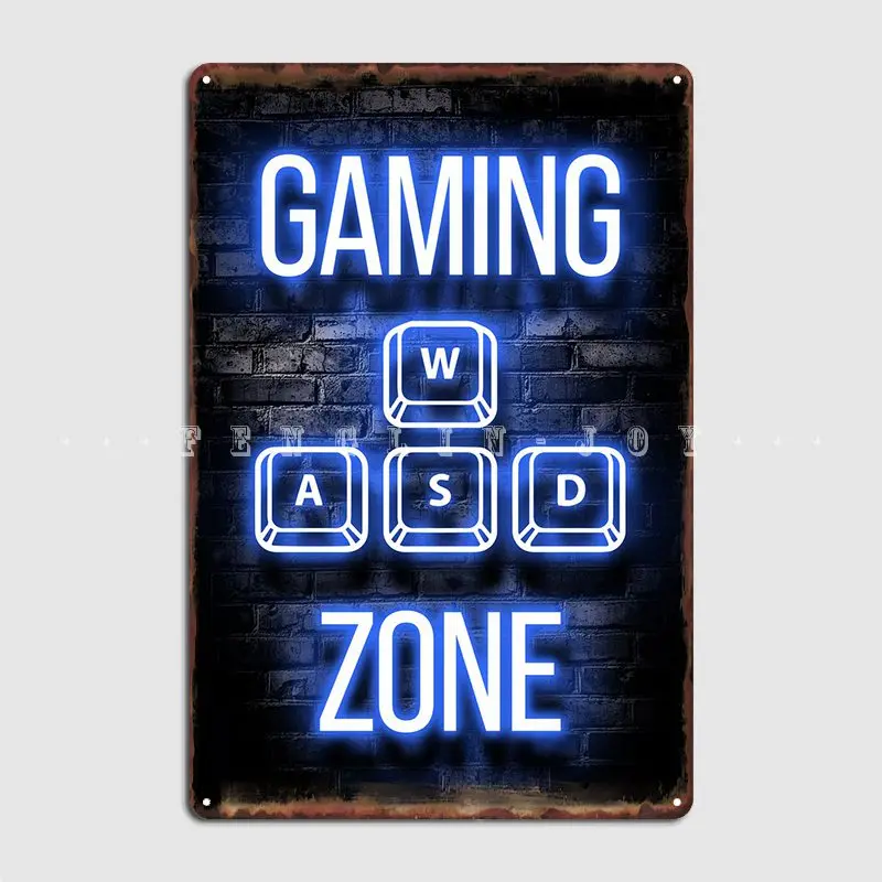 

Wasd Pc Gaming Zone Quote Metal Sign Club Home Club Bar Designing Plates Tin Sign Poster