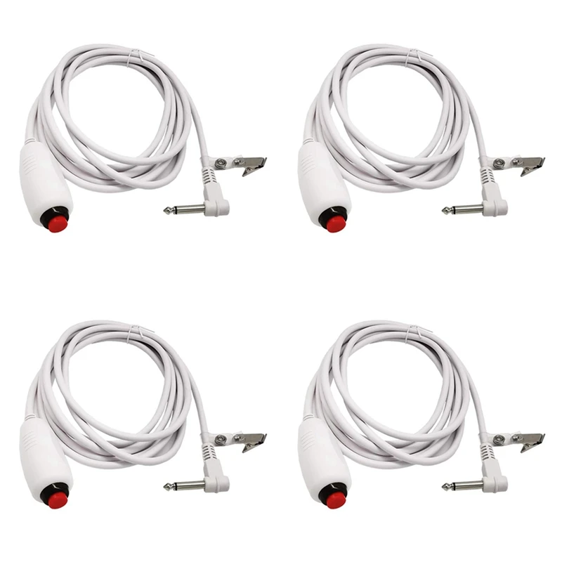 4X Nurse Call Cable 6.35Mm Line Nurse Call Device Emergency Call Cable With Push Button Switch