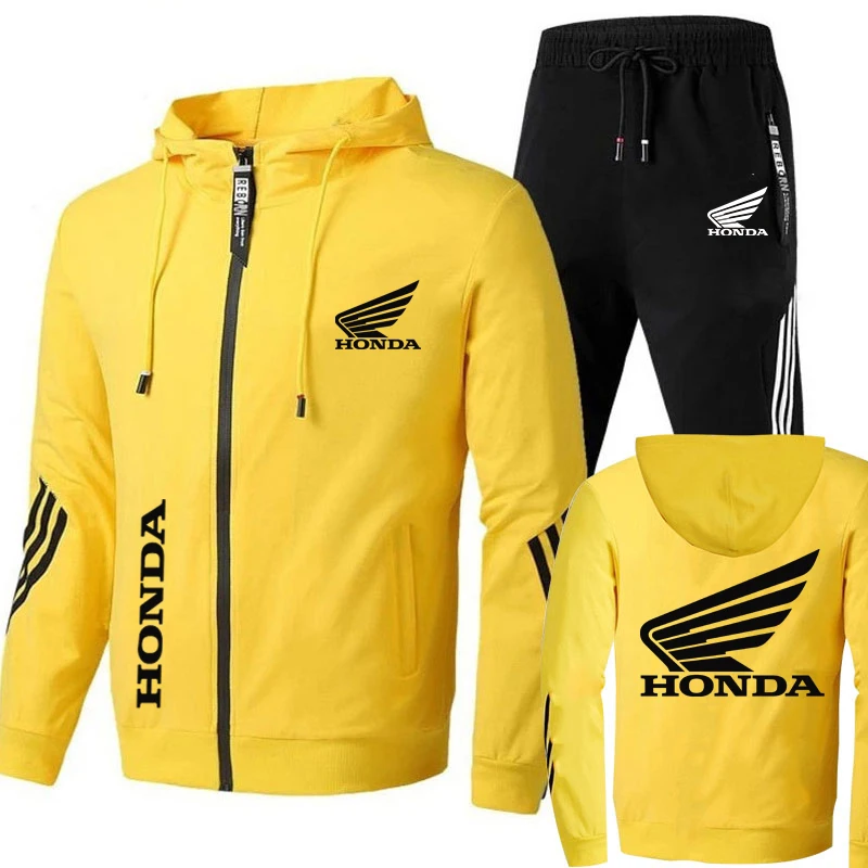 New Sports Set 2023 Set Hoodie Zip Print Honda Men's Set 2 Cut Sports Racing Set Jogging