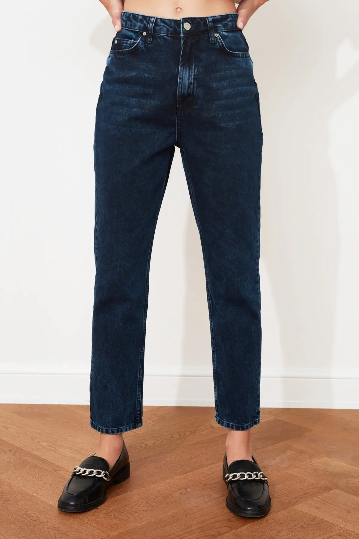 

Midnight Blue Washing High Waist Jean Mom Women Jeans 2021