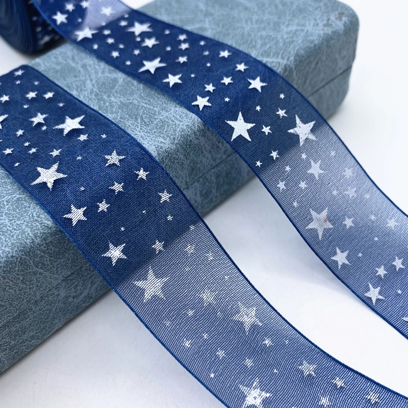 Новинка 25 мм 5 ярдов лента из органзы с принтом в виде пентаграммы ремесло сделай