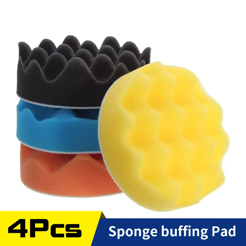 

4 Pack Polishing Pads 3''4''5'' Buffing Compound Sponge Waxing Kit Washing Tool for Car Polisher Auto Body Paint Care Beauty