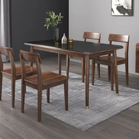loveseat sofa walnut solid wood plank rock dining table and chair combination modern rectangular dining table set