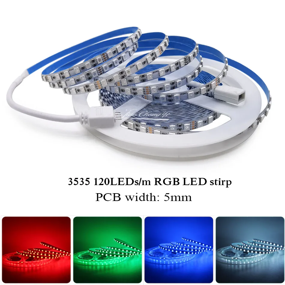 

RGB LED stirp 3535 SMD 5mm width PCB DC12V 24V 120LEDs/m RGB Flexible led Tape IP30 non-waterproof 1M-5M