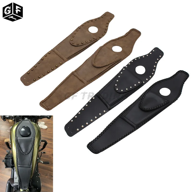 

PU Leather Motorcycle Fuel Tank Bag Gas Tank Pad Cover Bib with Pouch Motorbike Oil Tank Bag for Sportster 883 1200