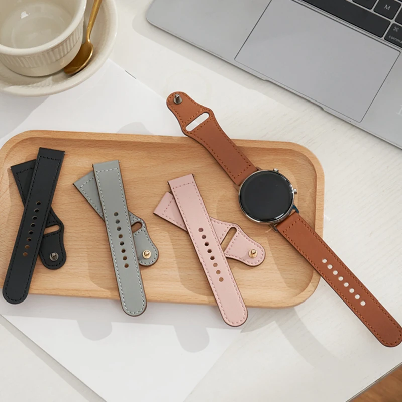 Leather Strap for Samsung Watch 4/5 40 44mm Watch 5 Pro 45mm bracelet 20/22mm Band for Galaxy Watch 4 Classic/Active 2/3 42 46mm