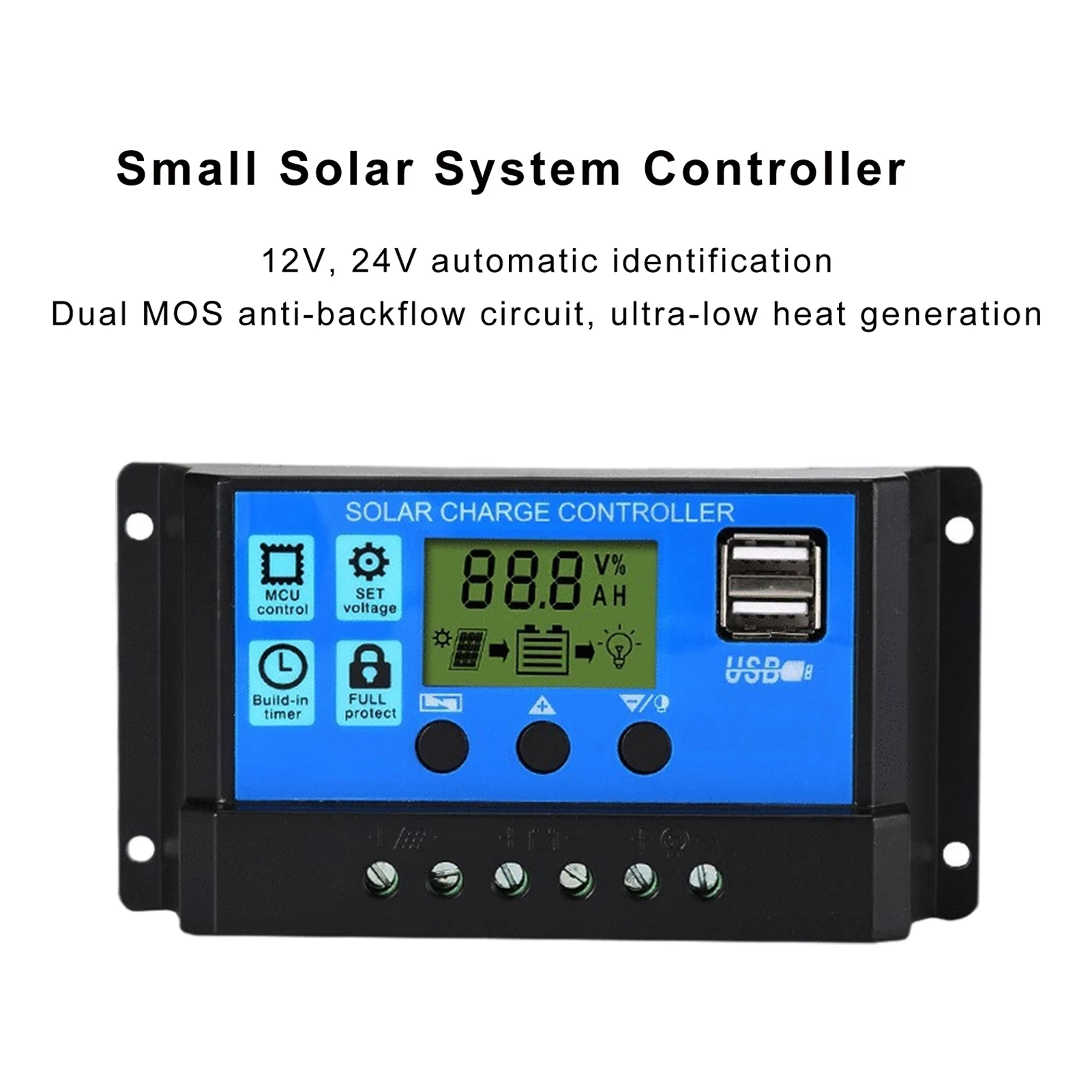 

Solar PV Charge Controller 30A/20A/10A 12V 24V with LCD display and double USB PWM Solar PV Regulators Battery Chargers Control