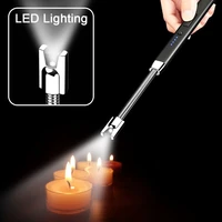 2022 safe extra long led lighting plasma arc usb charging outdoor windproof lighter kitchen candle ignition tool folding