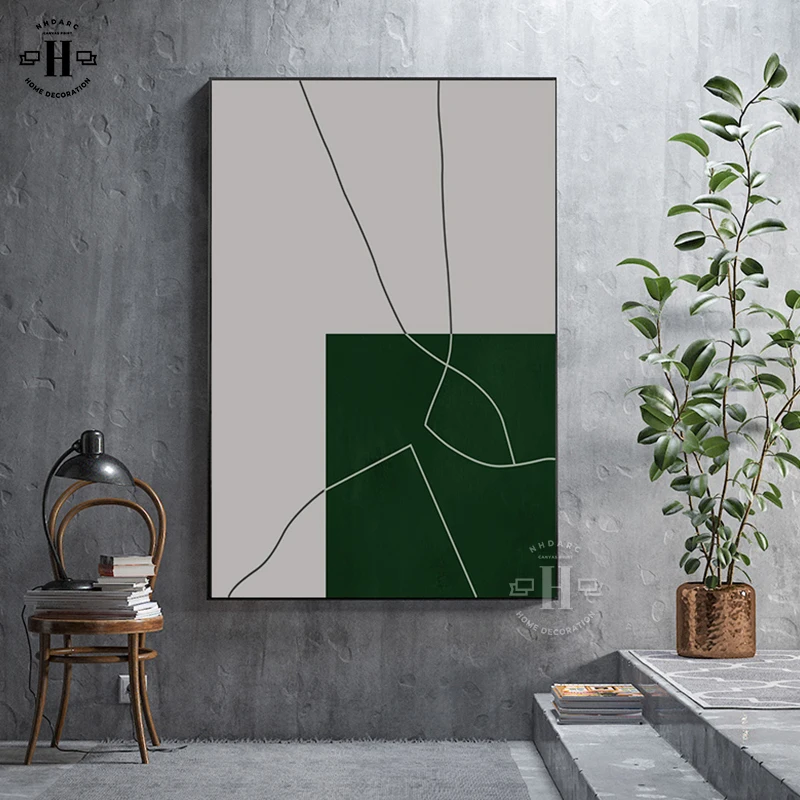 

Modern Abstract Style Green Block Lines Canvas Print Painting Poster Wall Picture Art Porch Living Room Interior Home Decoration