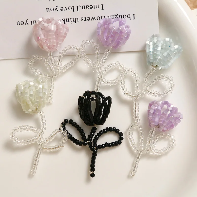 

1 шт., плетеные серьги в виде цветка тюльпана