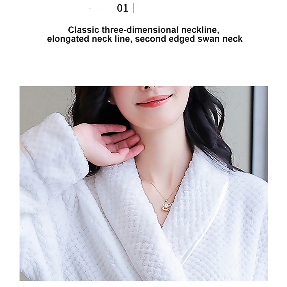 Autumn Winter Warm Thicken Flannel Robes for Women Sexy V Neck Knitted Bathrobe Men Couple Casual Comfortable Robe Sleepwear 3XL