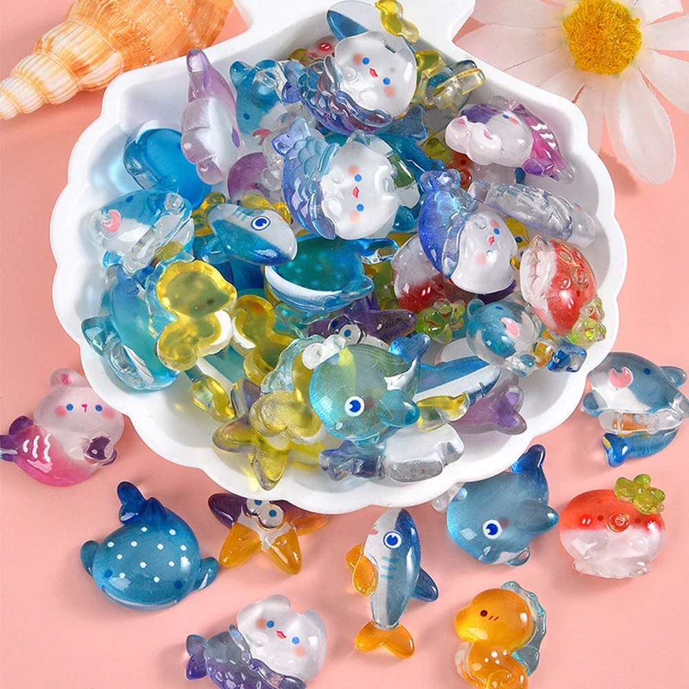 10 шт. прозрачные морские животные серии миниатюрные кабошоны из смолы с плоской