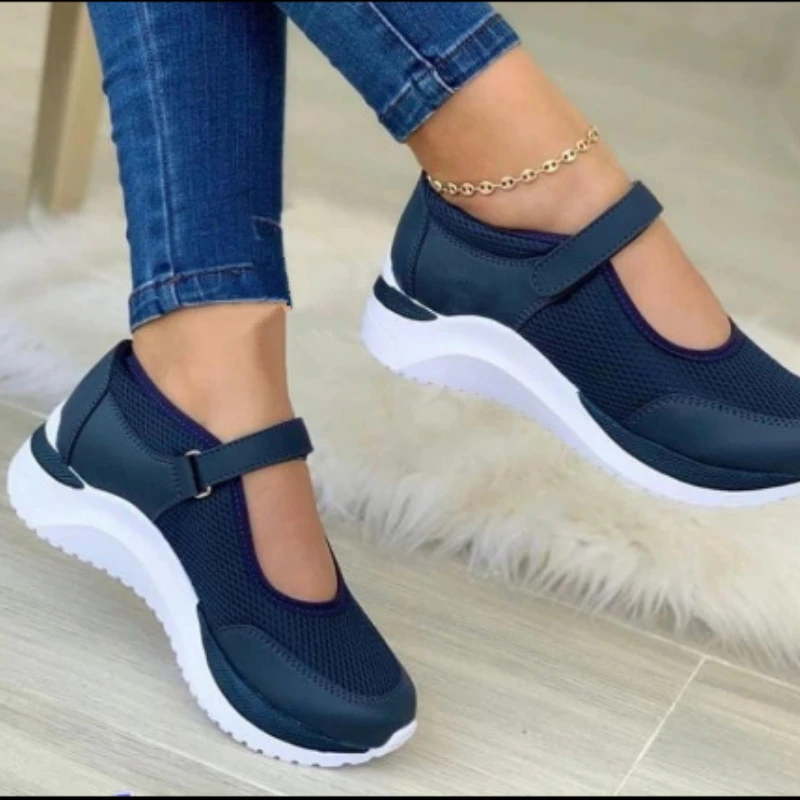 

2022 New AutumnOutdoorBreathable Mesh Shoes Women Casual Platform Sneakers Travel Walking Footwear Large Size Vulcanized Shoes