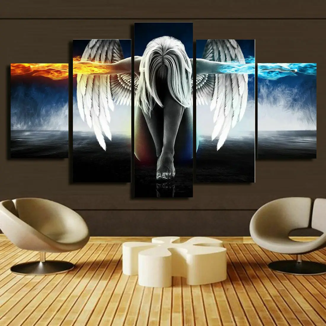 

Angel Devil Girl Ice & Fire Movies Canvas Prints Painting Wall Art Home Decor HD Print Paintings Pictures Poster 5 Pieces