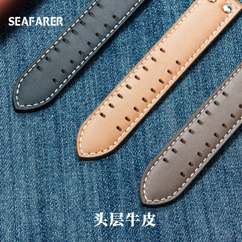 20mm22mm Double Row Hole Leather Straps for Hamilton Seiko Watch Band Rivet Mens Military Pilot Khaki Field Aviation Watch Belts