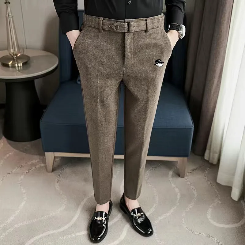 

Golf Wear 2023 Winter New Korean Version of Business Men's Casual Woolen Slim Fit and Thick Pants Golf Belt Golf Clothing Men