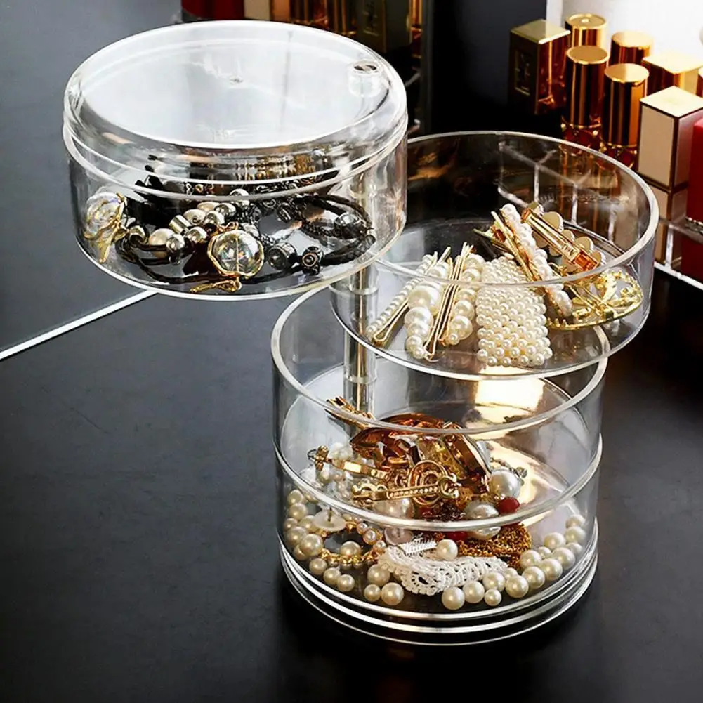 

Desktop Multilayer Rotating Jewelry Storage Box Makeup Boxes Bracelet Cove Round Rack Earring Plastic Rack Storage Display G7k9